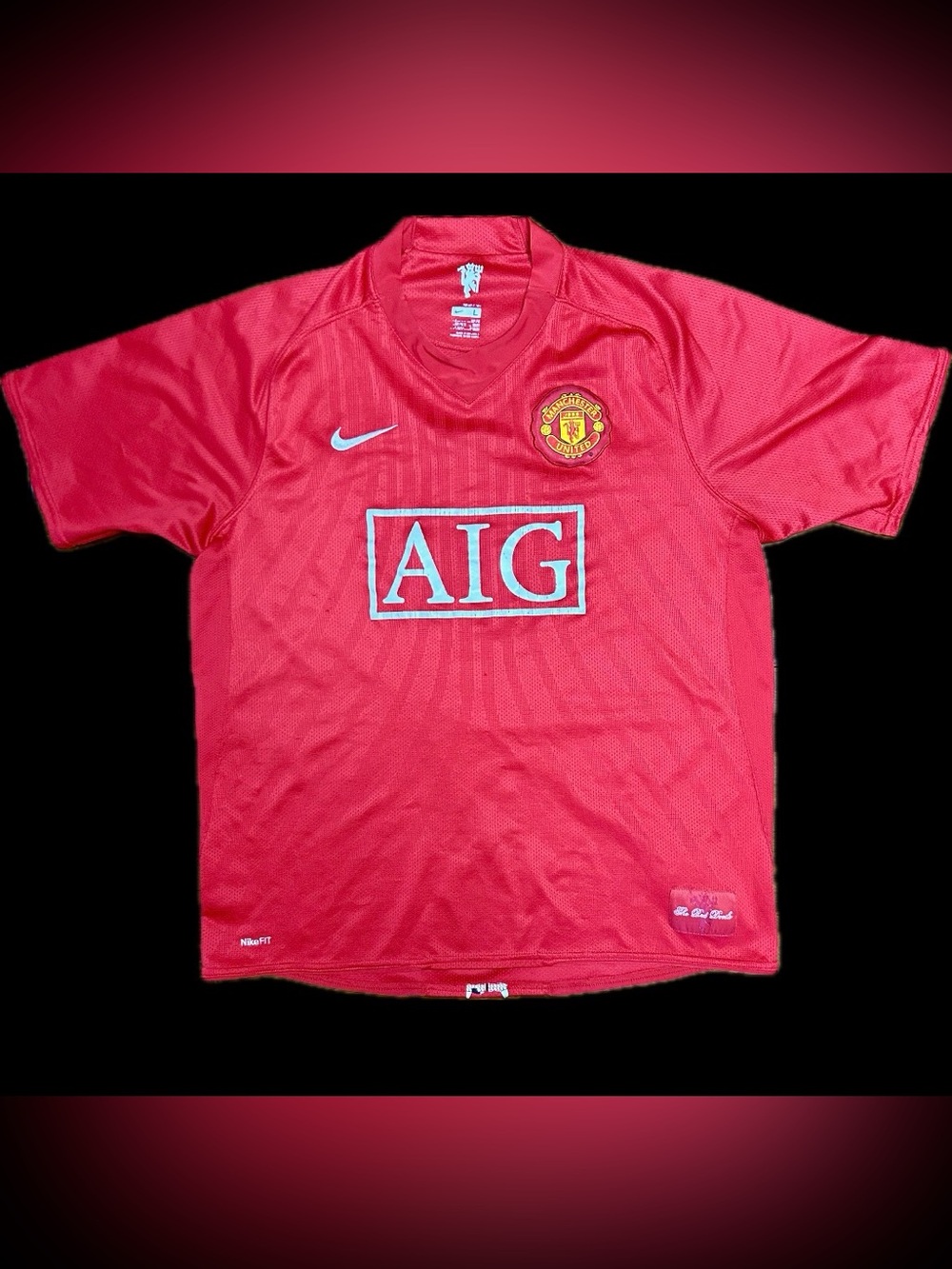 Manchester United Shirt Mens 2007-2008 Nike Home Football Jersey AIG Size L